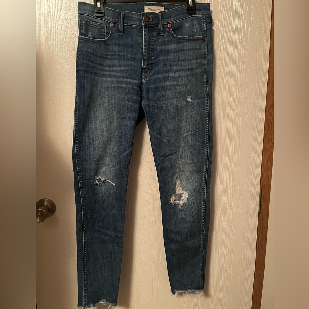 Madewell High-Rise Distressed Raw Hem Skinny Jeans Size 29